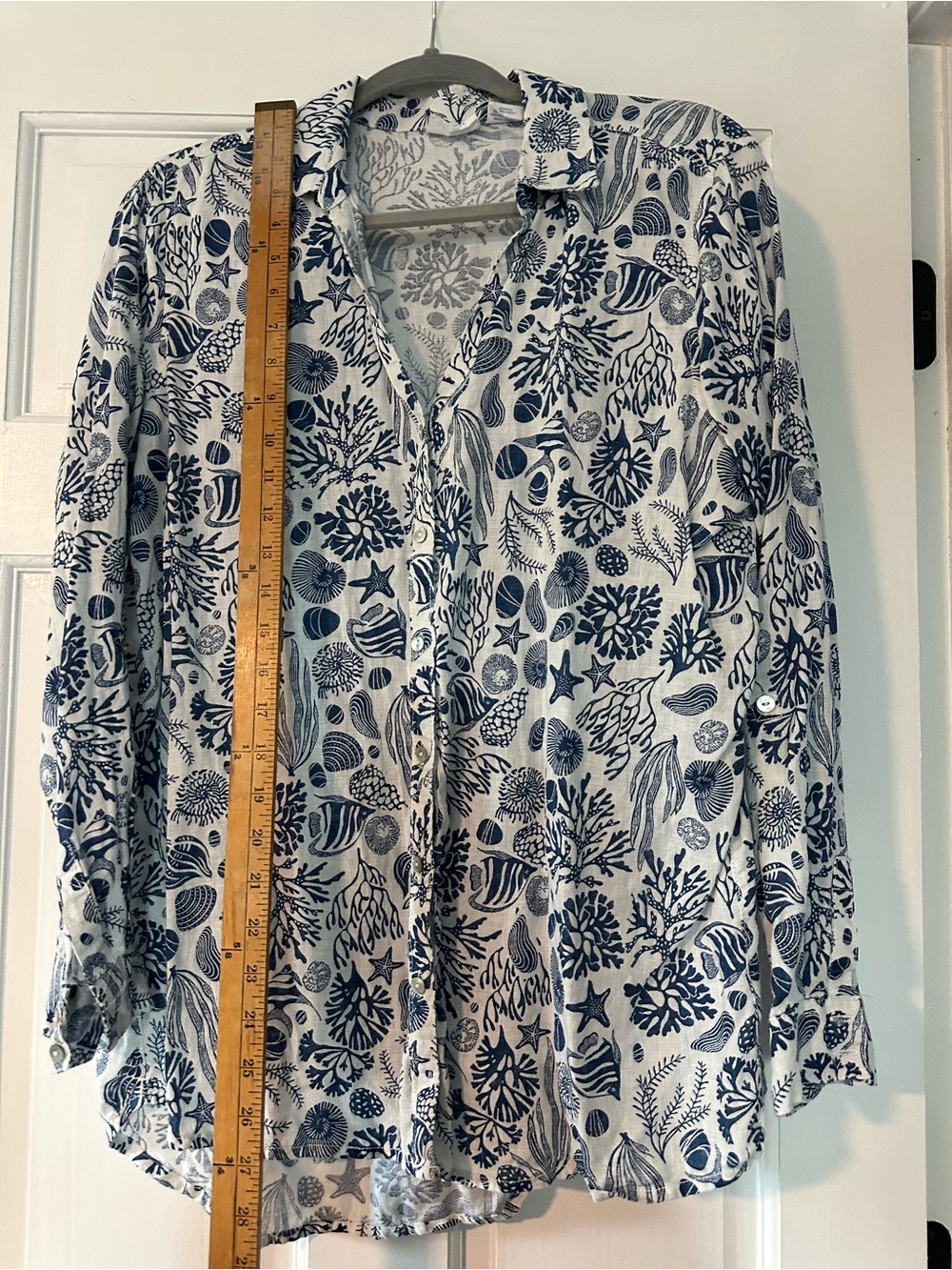 Navy & White Seashell Print Button-Up Shirt